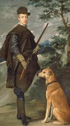 Porträt von Kardinal Infant Ferdinand (1609-41) von Österreich mit Gewehr und Hund